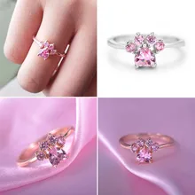 Горячее предложение, регулируемое кольцо с принтом кошачьей лапы, циркониевое кольцо с рисунком собаки, кошки, медведя, лапы розового золота, масштабируемые кольца для женщин, романтическое сердце с животными