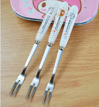 

10 Pcs Cartoon Doraemon Easy Bear Kitchen 15CM Ceramic Fork Kid Dinner Forks