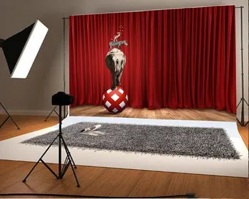 

Circus animals red ball elephant zebra red curtains stage vintage wood Backgrounds Vinyl cloth Computer print wall backdrops