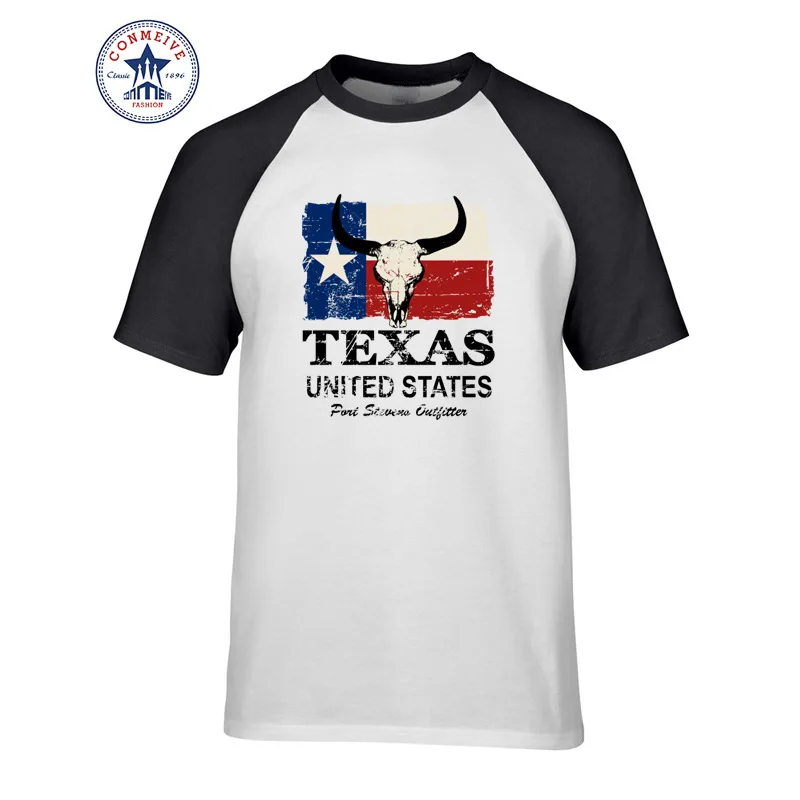 

New Summer Funny Tee USA Ameran Texas Bull Flag Funny T Shirt men o-neck print short sleeve top tee