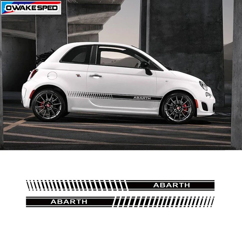 

Car Styling Abarth Side Skirt Strips Auto Body Decor Sticker Racing Stripes For Fiat 500 Bravo Palio Exterior Accessories