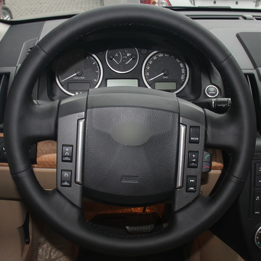 Black Natural Leather Car Steering Wheel Cover for Land Rover Discovery
