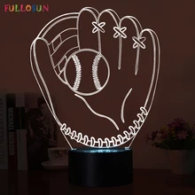 Бейсбольная Перчатка 3D светодиодный USB датчик настольная лампа светодиодный 7 цветов оригинальная Ночная подсветка 3D украшения