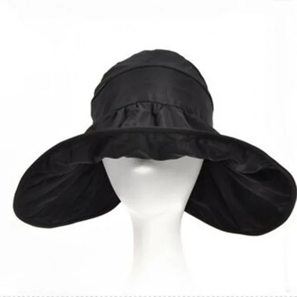 Ymsaid солнца Шапки Пустой Топ козырек шляпа складной Прохладный шляпа для Для женщин с большими головами Пляжная Шляпа Лето Защита от ультрафиолета - Цвет: Black