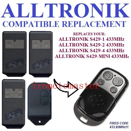 

433Mhz Duplicator Copy Alltronik Remote Control For S429-1 S429-4 S429-MINI S425 Universal Garage Door Gate remote fixed code