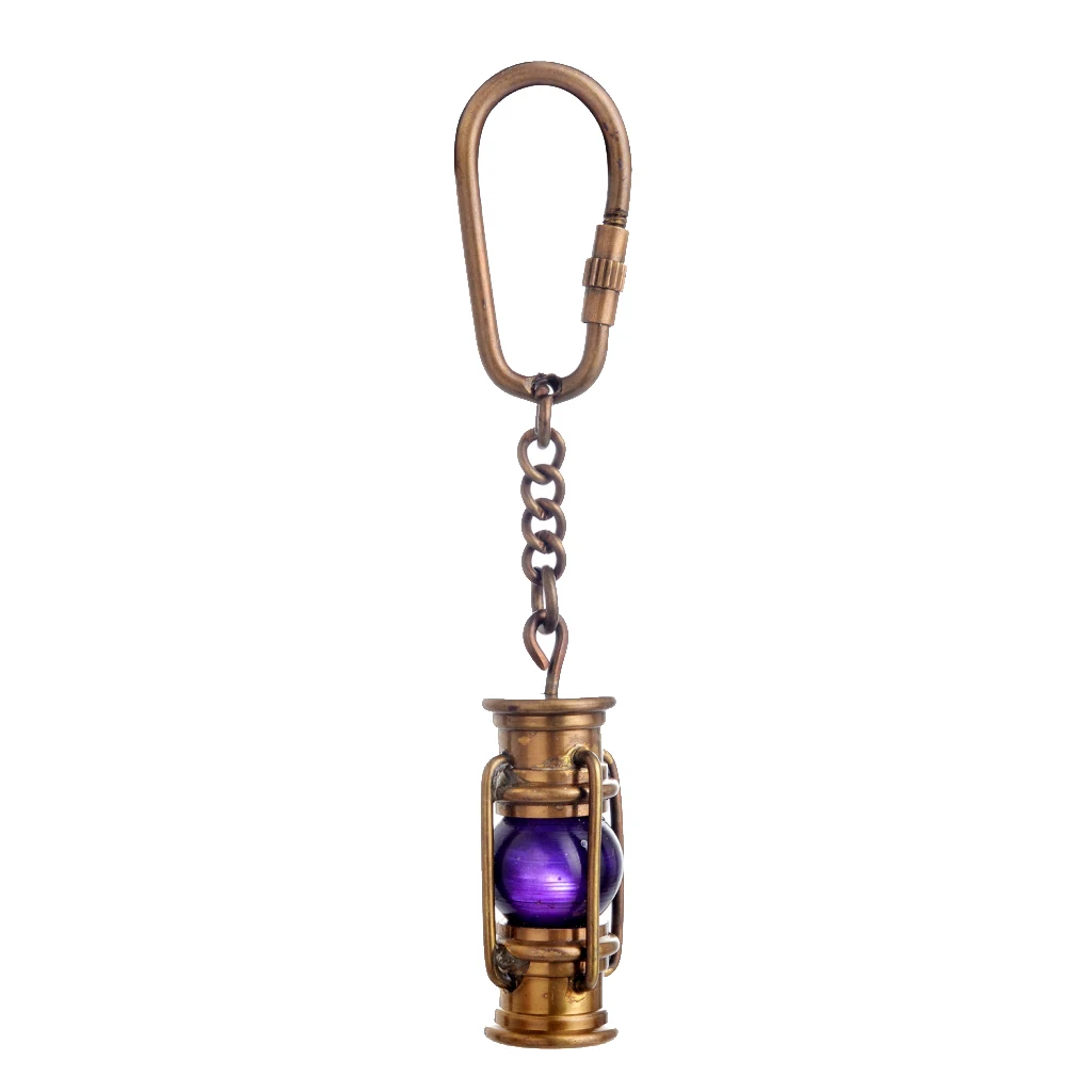 Nautical Brass Lamp Keychain Antique Lantern Keyring Sailor Captain Gift