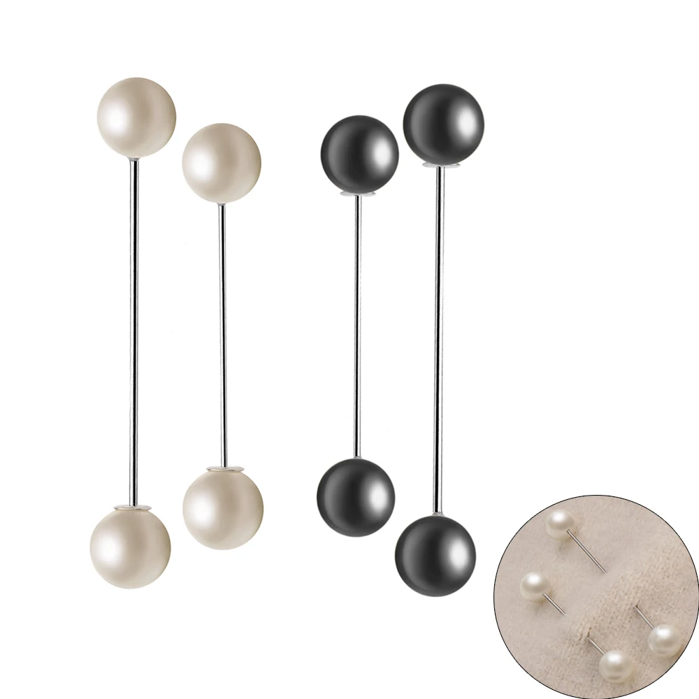 

1PC 2018 New Practical Double Imitation Pearl Brooch Pin For Women Stick Scarf Lapel Pin Sweater Jewelry Fashion Accessories