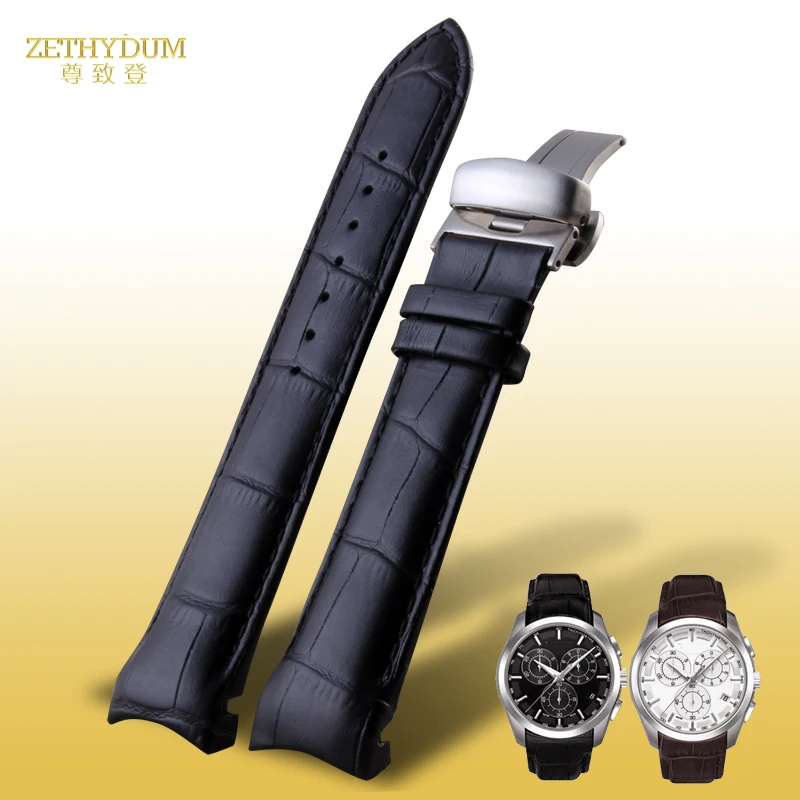 Изогнутый конец браслет из натуральной кожи мужской ремешок для часов tissot T035 22 23