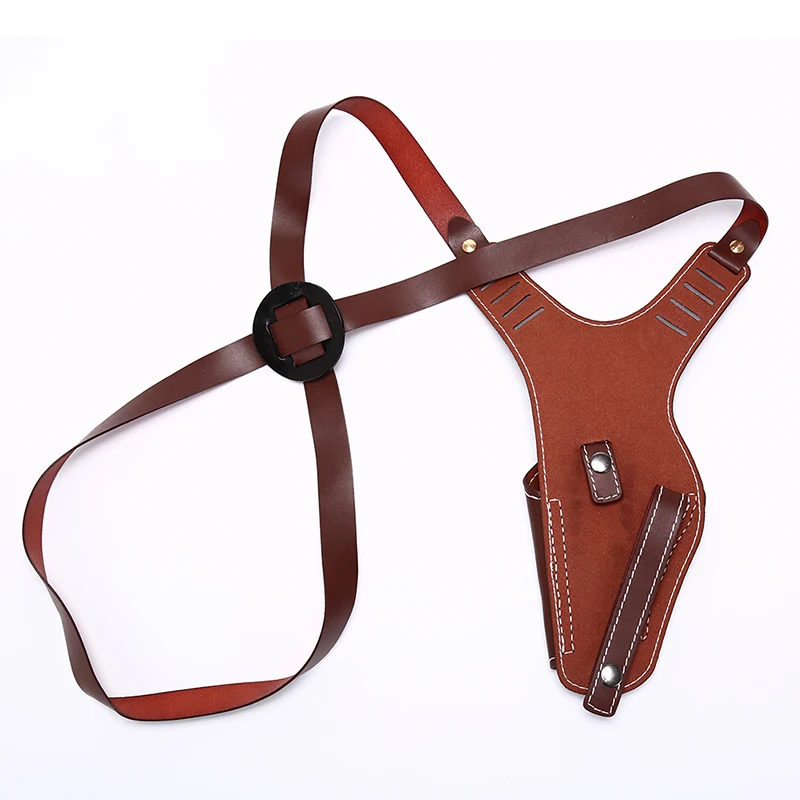 Vertical Genuine Leather Right Hand Gun Holster Buckle Cowhide Gun Bag