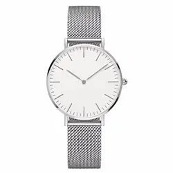 Серебряный Для женщин часы супер просто нейлон ремень кварцевые часы Классический бренд Женская одежда часы моды Для мужчин часы Relógio Masculino
