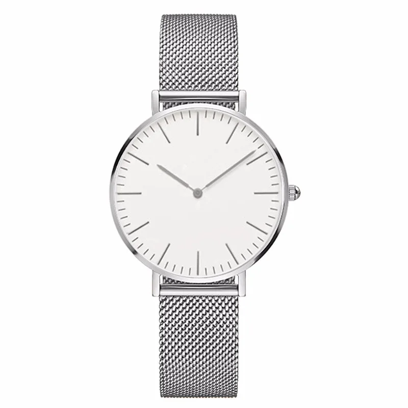 

Silver Women Watches Casual Simple Nylon Strap Quartz Watch Classic Brand Ladies Dress clock Fashion Men Watches Montre Femme