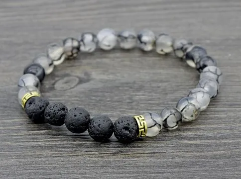 

8mm gd3434 adjusted Charm Black dragon bead black volcanic lava Bracelet Stone bead essential oils diffuser women