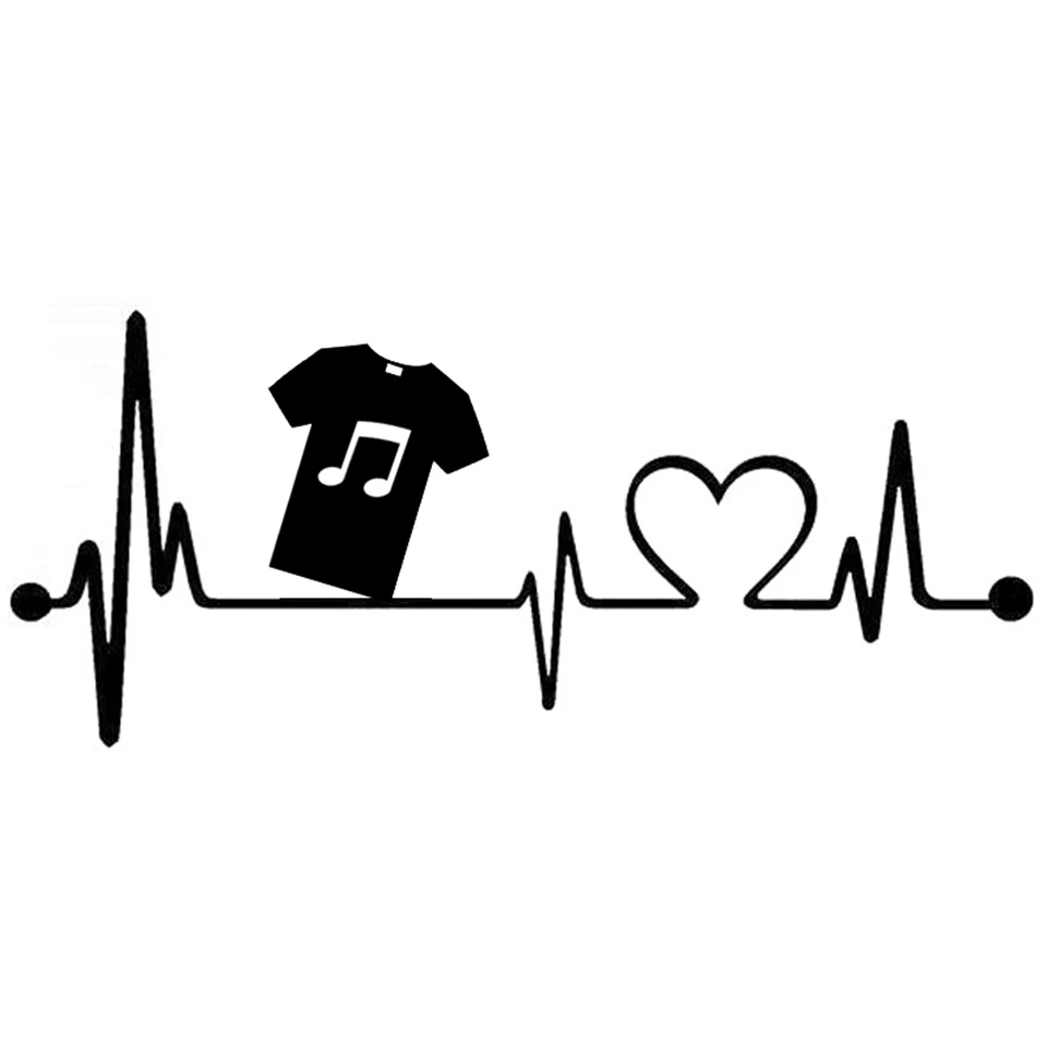 Music T-shirt Lifeline Vinyl Applique Creative Car Sticker Car Model Truck Parts BlackSilver 21.1cmx7 (6)