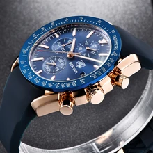 BENYAR Esporte Cronógrafo de Quartzo Dos Homens Relógios Marca De Luxo Alça de Silicone À Prova D’ Água Relógio Militar Homens Relógio Relogio masculino