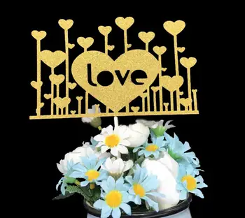 

50pcs Love Heart Cupcake Cake Toppers Flag For Wedding Party Aniversary Birthday Baby Shower Decorations Supplies