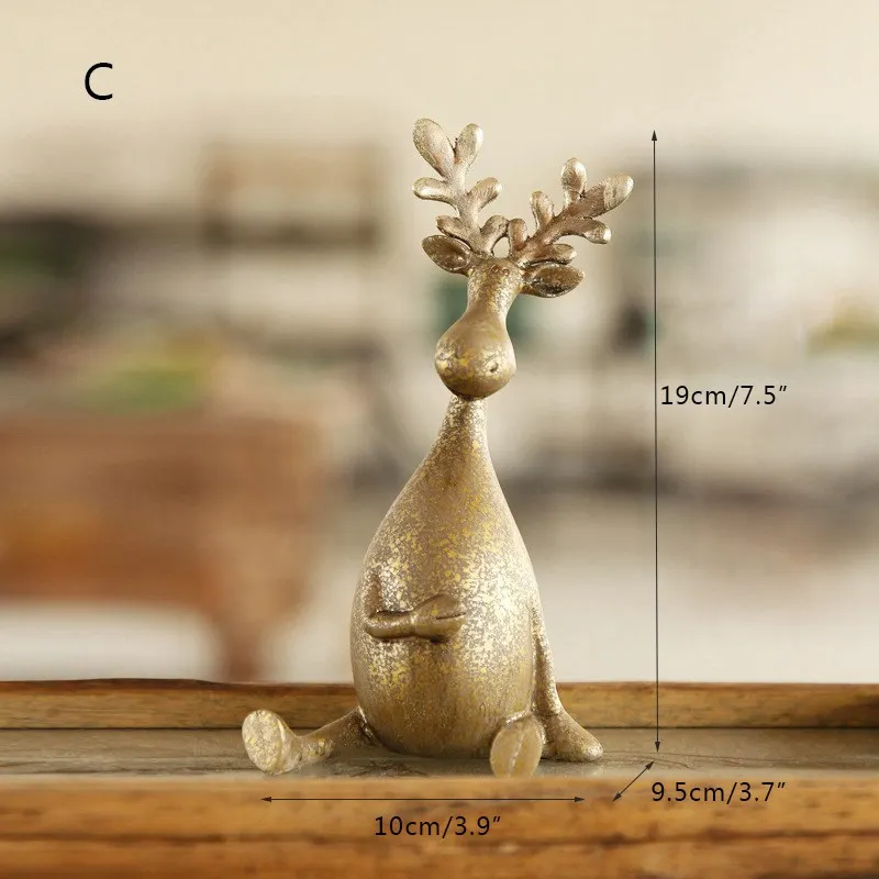 4 коллекции, современные украшения для дома, аксессуары, уникальные фигурки оленя из смолы, милые Креативные миниатюрные украшения в виде животного, оленя - Цвет: C