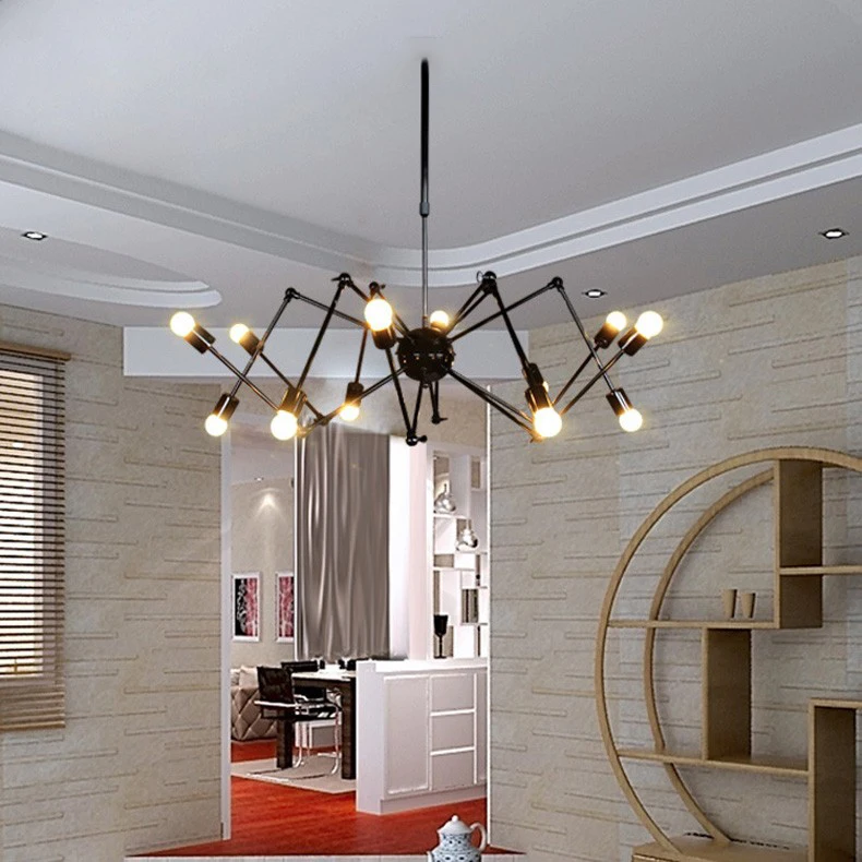 Modern Suspension Spider Pendant Light With 681012 Heads Loft Industrial Vintage LED Pendant Lamps For Living Room  Bar