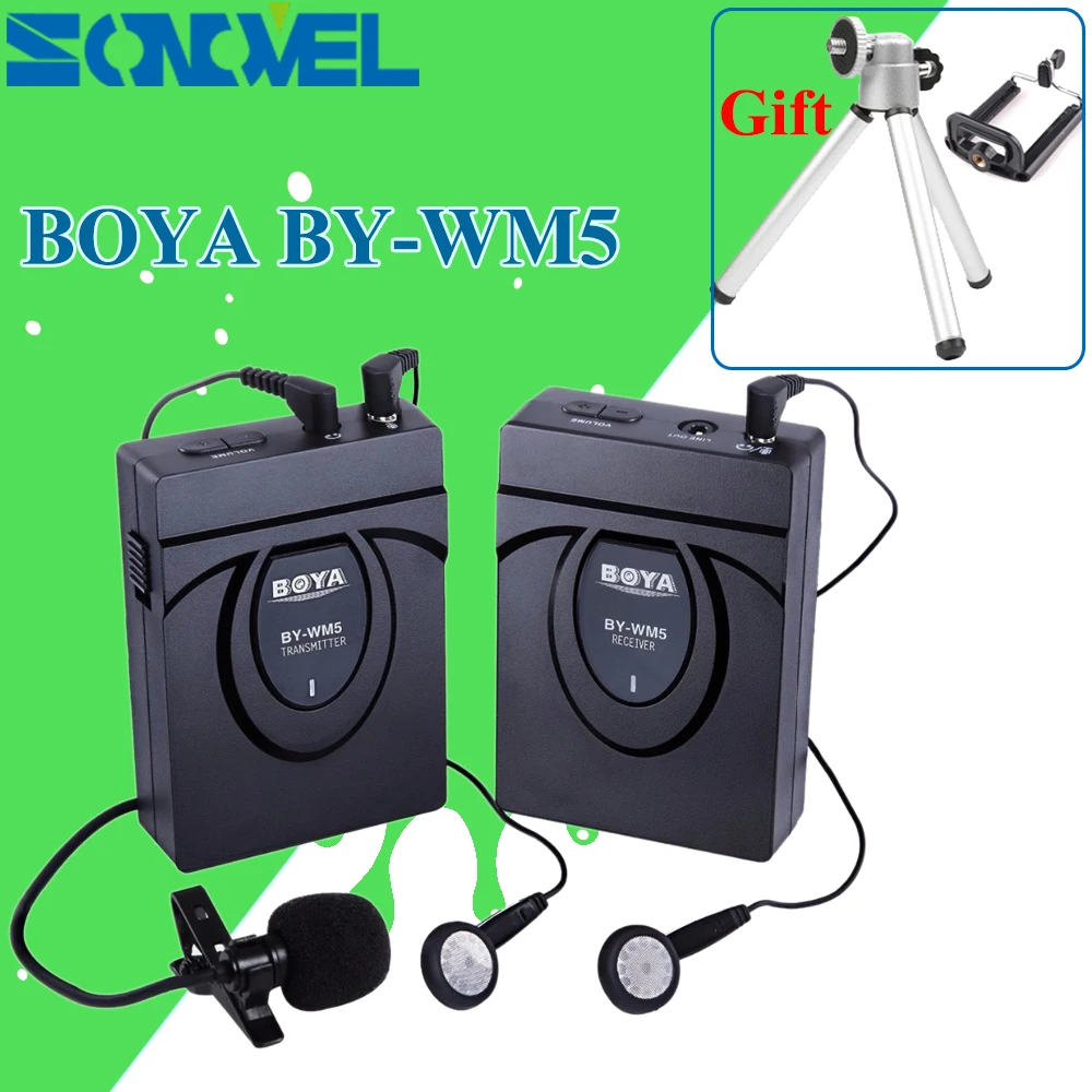 

BOYA BY-WM5 Pro Wireless Lavalier Lapel Microphone System for Canon Nikon Sony Pentax DSLR Camera DV Camcorders Audio Recorder