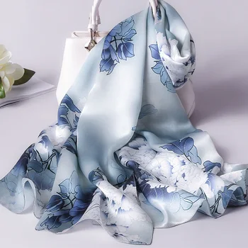 

2020 100% Pure Silk Scarf Women Luxury Brand Hangzhou Real Silk Wraps for Ladies Print Shawls Foulard Femme Natural Silk Scarves