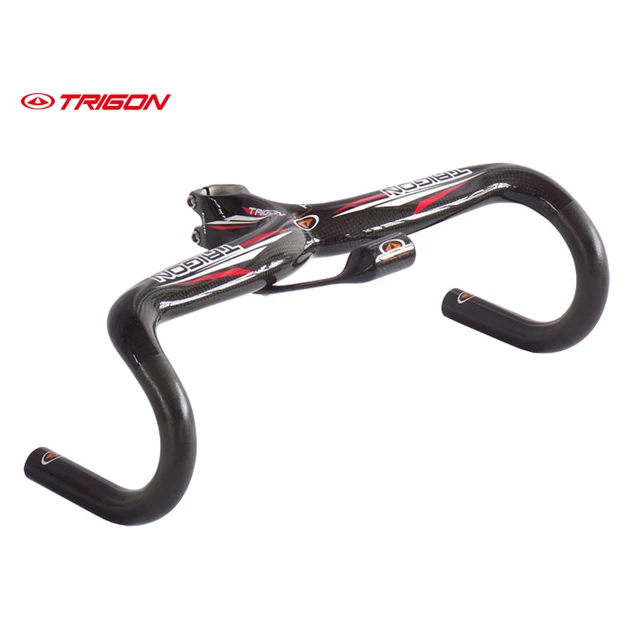 Best price at $325 Cheap TRIGON RB112 one piece integrated road bars full carbon fiber road bike bicycle bent handlebar carbon with computer bracket