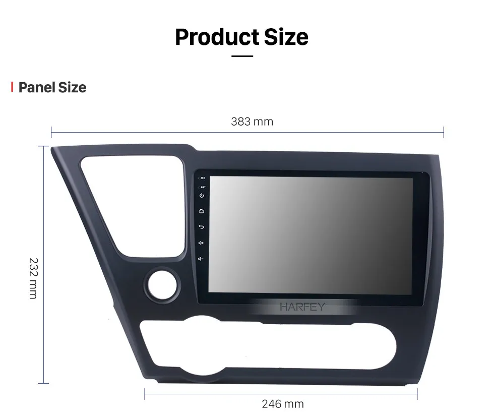 Discount Harfey Android 8.1 9" for HONDA CIVIC 2014 2015 2016 2017 HD Touchscreen Radio GPS Navigation head unit with Bluetooth WIFI 17