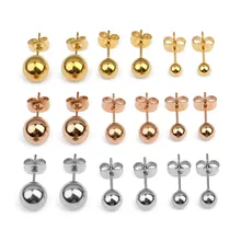 LOULEUR 10 teile/los 3/4/5/6/8mm Edelstahl Stud Ohrringe Ohr Schmuck Für hochzeit Runde Ball Ohr Manschette Ohrringe Schmuck Machen