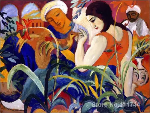 

large canvas wall art Oriental women by August Macke High Quality Hand painted