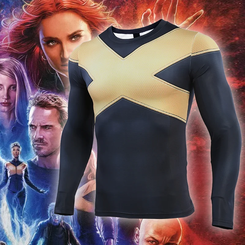 X-Men Dark Phoenix 3D Printed T shirts Men Avengers Compression Shirt Cosplay Costume Captain American Long Sleeve Tops For Male