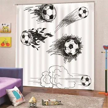 

3D Digital Print Football Blackout Curtain For Living Room Home Decor Thick Faux Curtains For Bedroom Ready Made Custom AP12