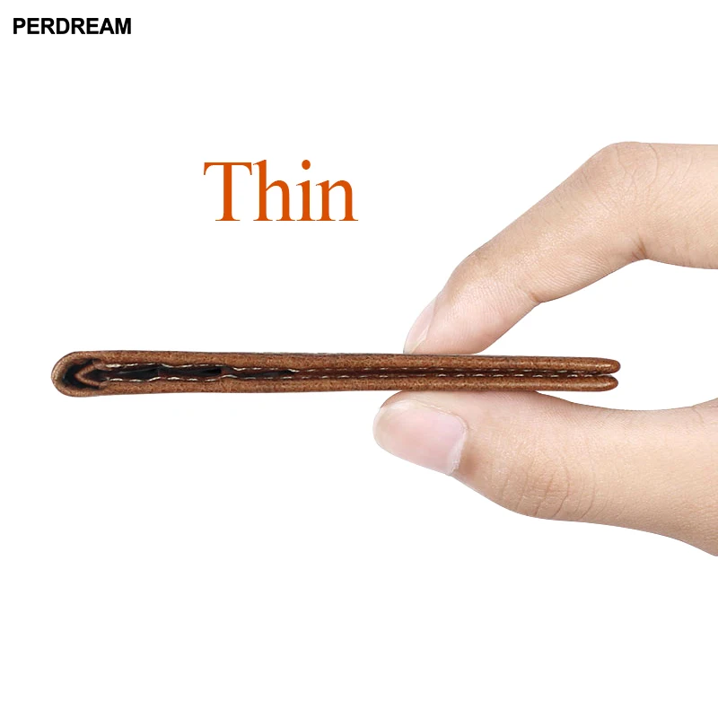 

PERDREAM Men Thin Small Wallet Natural leather Wallets Male Short Purse Luxury Vintage Card Holder Cowhide Purses Retro Quality