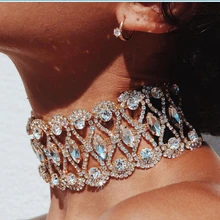 Модное ожерелье с горным хрусталем женское роскошное широкая цепь ожерелье женское ожерелье s колье ювелирные украшения 369078