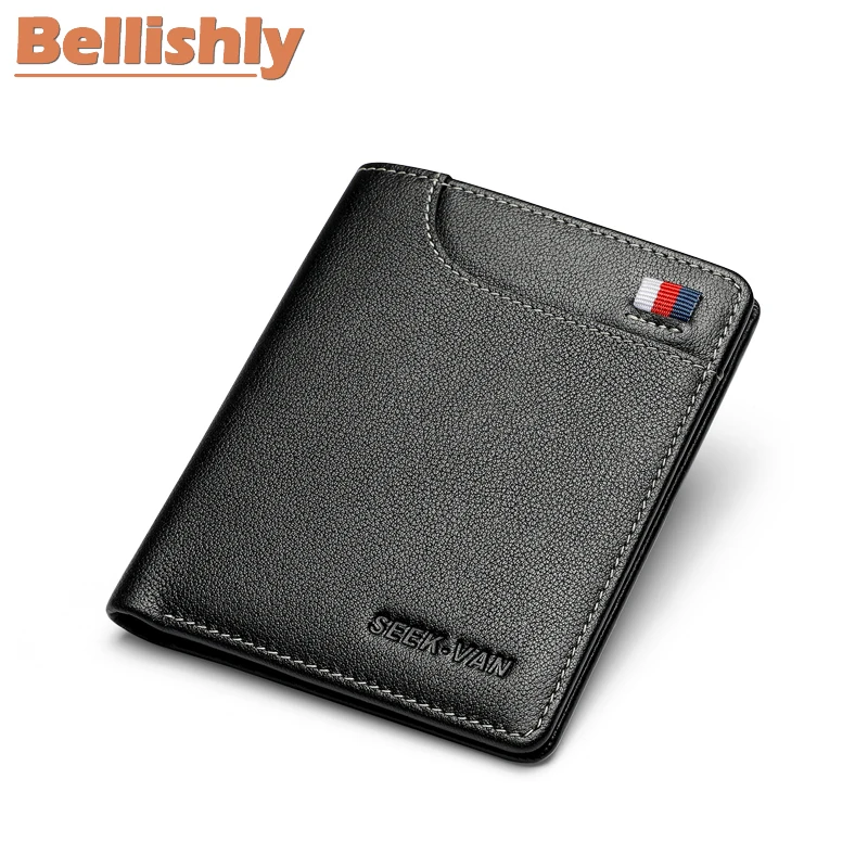 

Bellishly men wallet genuine leather Super top quality notecase Mens minimalist British fashion thin slim car smart small purse