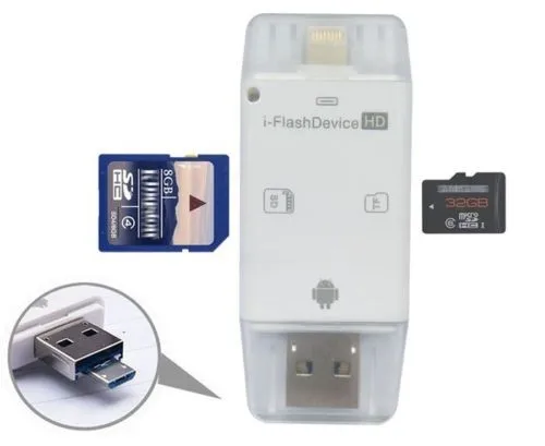 Iflash накопитель USB Micro SD/TF карты SDHC Reader Адаптер для iPhone iPad