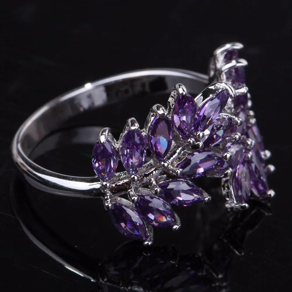 Luxury purple Crystal Fashion silver purple zircon Jewelry size 10