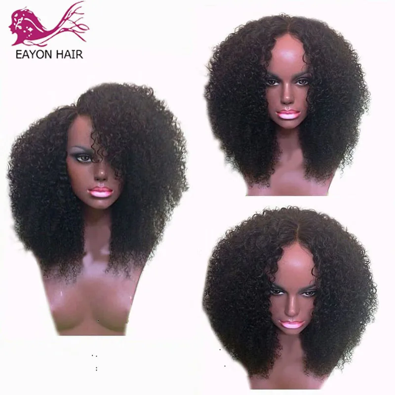  EAYON Curly Glueless Full Lace Human Hair Wigs Brazilian Remy Hair Wig With Baby Hair Preplucked Ha
