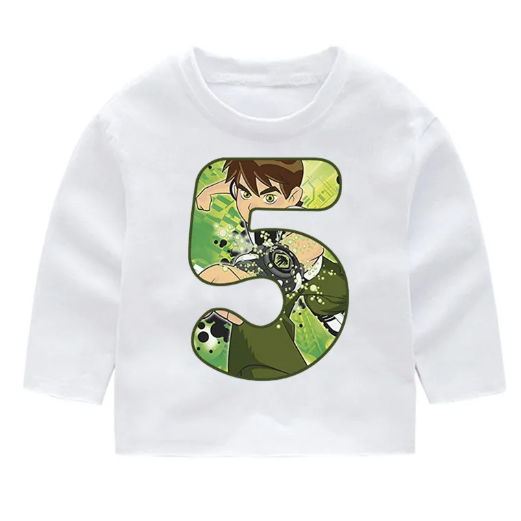 Ben 10/Детские Модные хлопковые футболки с длинными рукавами для дня рождения с цифрами детские топы с длинными рукавами, кофта с капюшоном для маленьких девочек - Цвет: P244-5