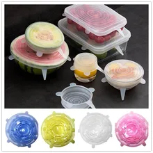 6 шт./компл. силиконовые крышки растягивающиеся из силикона Vacuum Seal всасывания Еда свежие фрукты Кухня хранения силиконовый чехол