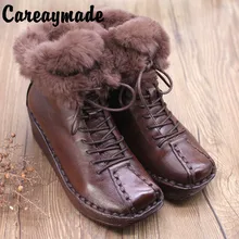 Careaymade-Winter New Genuine Leather cowpearson women's retro literary and artistic lazy rabbit collar leisure handmade boots Careaymade-Winter New Genuine Leather cowpearson women's retro literary and artistic lazy rabbit collar leisure handmade boots