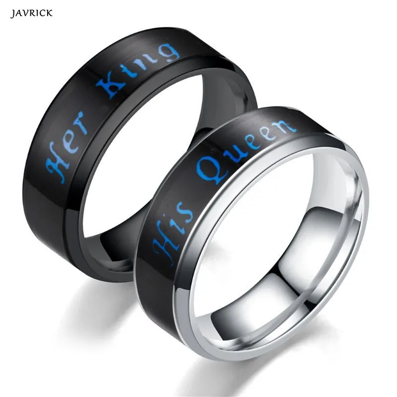 cheap Stainless Steel Mood Ring Color Change Temperature Monitor Body Sensor Her King His Queen Ring Women Men Smart Jewelry