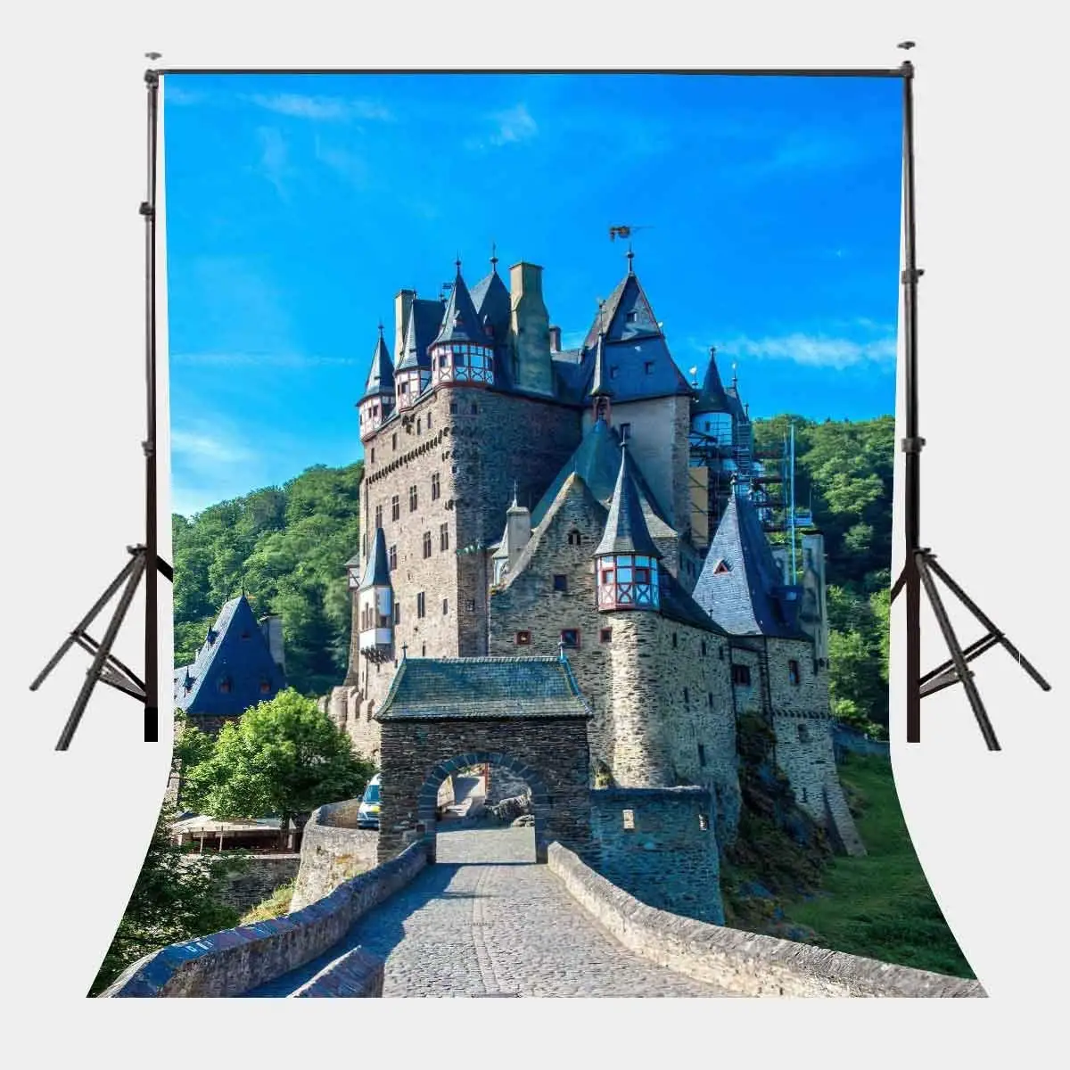 5x7ft средневековый замок Cloister фон зеленый горный лес фотография | Электроника