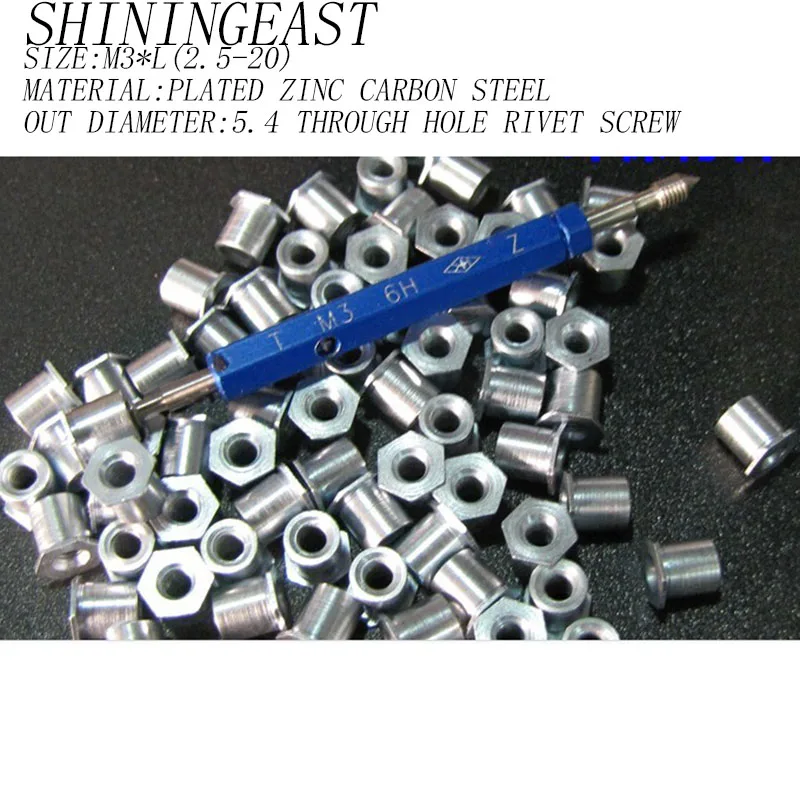 

100pcs/lot M3*L(2.5-20) carbon steel non-standard through-hole rivet screw rivet standoffs half hole teeth out diameter 5.4 920
