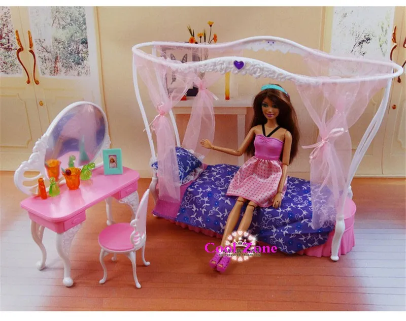 Миниатюрная мебель розовый дворец сладкий сон кровать комната для куклы Барби дом игрушки для девочек
