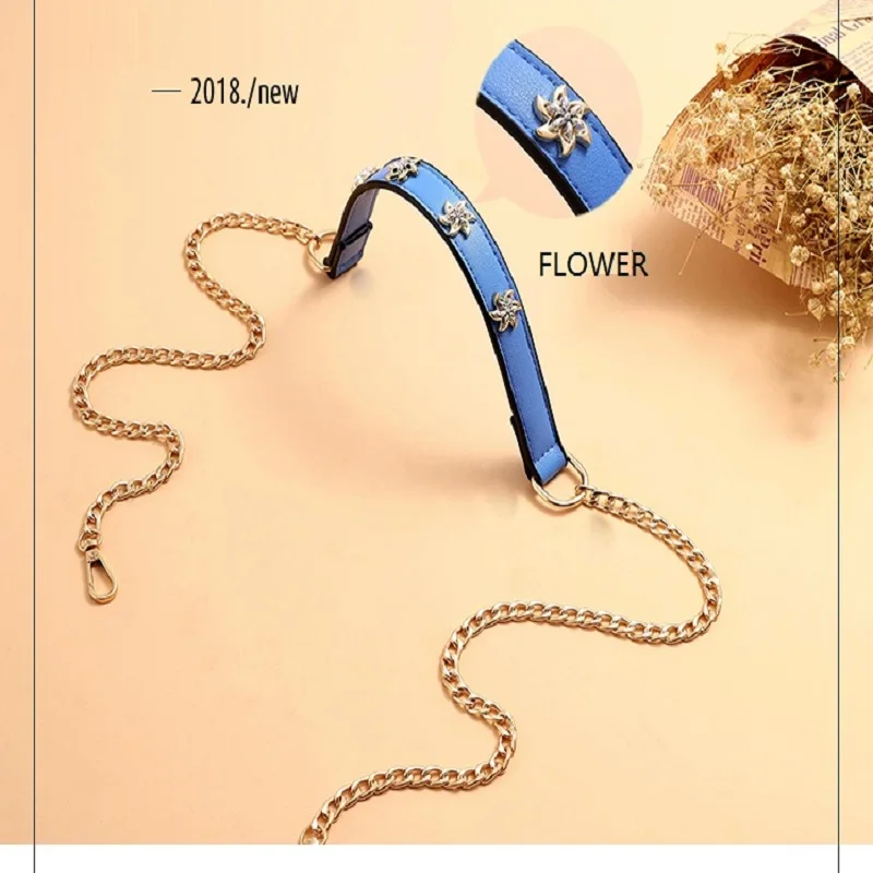 Women Bag Chain Belt Strap Bag Shoulder Strap Fittings Single Shoulder Oblique Metal Chain Strap Leather Chain Shoulder Strap
