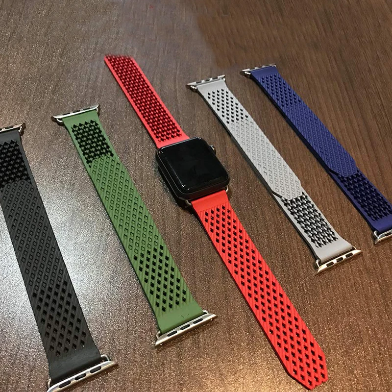 Силиконовый спортивный ремешок для Apple Watch band 4 44 мм 40 мм без пряжки мягкая дышащая повязка браслет для iWatch series 3 2 1 42 мм 38 мм