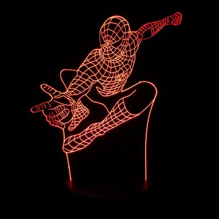  Marvel Superhero Spiderman 3D Table Lamp Optical Illusion Night Light 7 Colors Changing Mood Lamp S - 32669451125