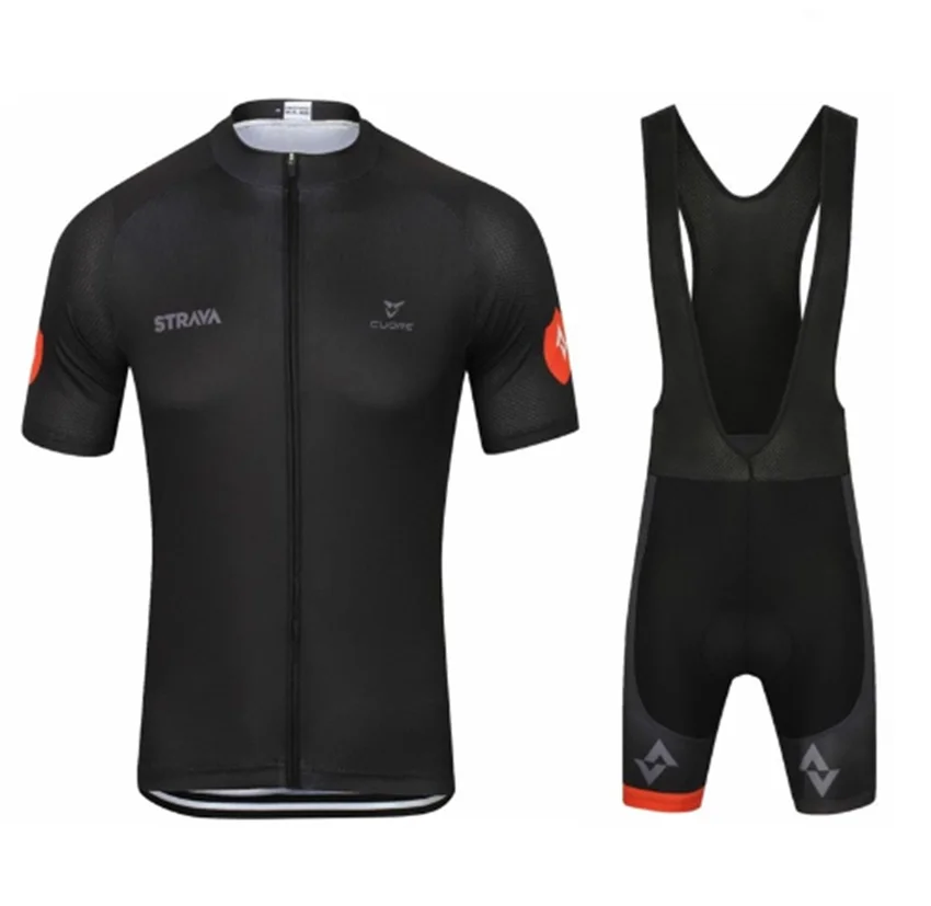 2018 Pro Cycling Jersey & Bib Shorts Kit STRAVA Men's Short Sleeve MTB