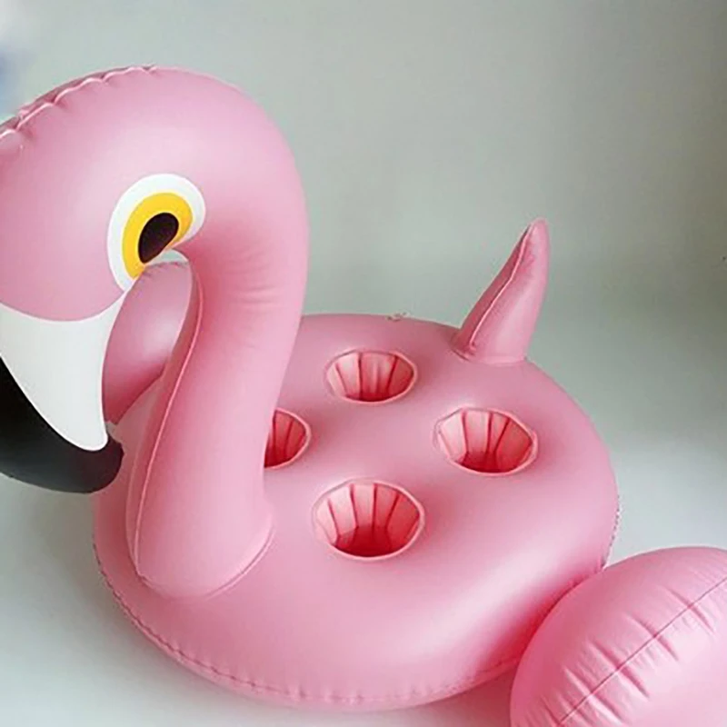 Мини-Бутылочки для напитков держатель летний бассейн надувной 4 отверстия розовый Фламинго плавающий Держатель Напиток поплавок фламинго