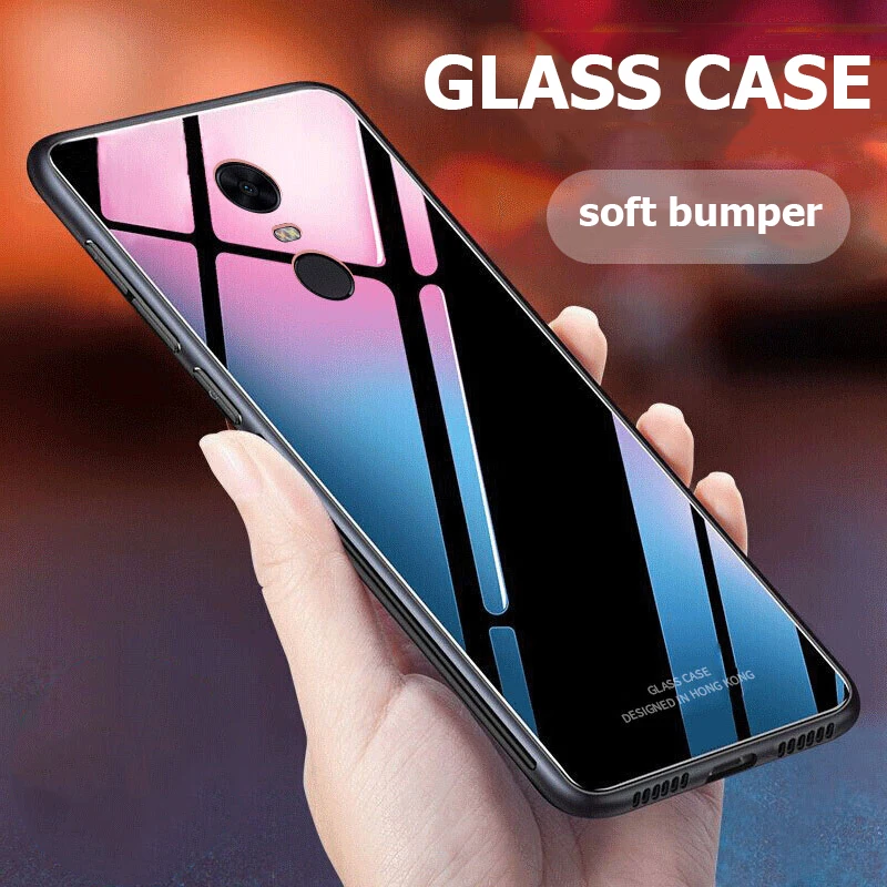 For Xiaomi Redmi 5 Plus Case Luxury Slim Glossy Tempered Glass Silicone Frame Hard Cover For Xiomi Redmi 5 Global Version Pro