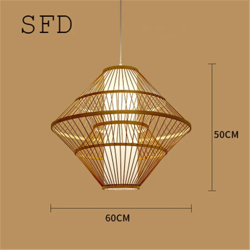 Китайский бамбуковый светодиодный светильник для сада, ресторана, светодиодный подвесной светильник для отеля, фермы, чайный домик, фонарь, татами, Бамбуковая Подвесная лампа - Цвет корпуса: SFD 60CM