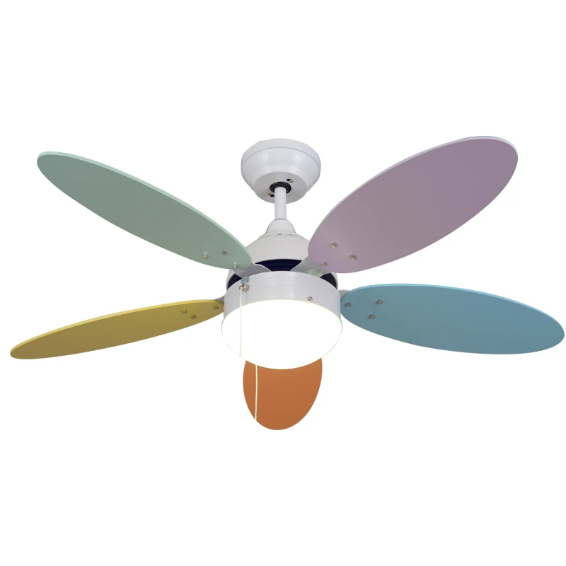 Us 283 4 Modern Simple Macaron Ceiling Lamp With Fan Kids Room Bedroom Living Room Wood Fan Leaf Colorful Lamp Deco Pendant Lamp In Ceiling Fans